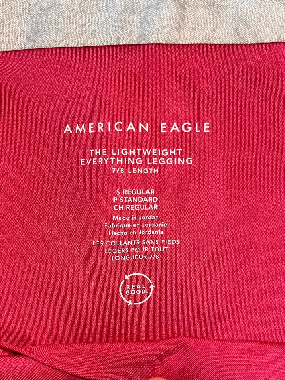 American Eagle Lightweight Everything Legging in Bright Pinkish Red, Size Small